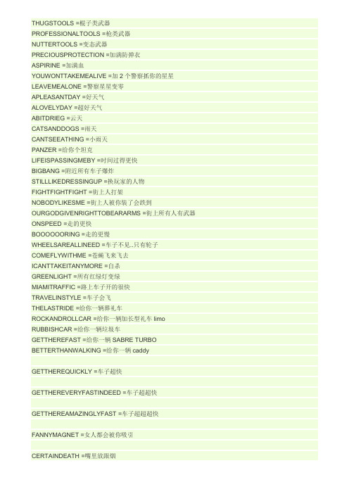 侠盗猎车城市风云秘籍