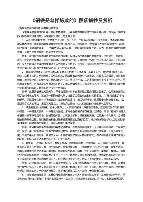 《钢铁是怎样炼成的》段落摘抄及赏析