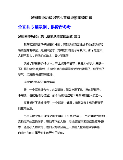 汤姆索亚历险记第七章墓地惨案读后感