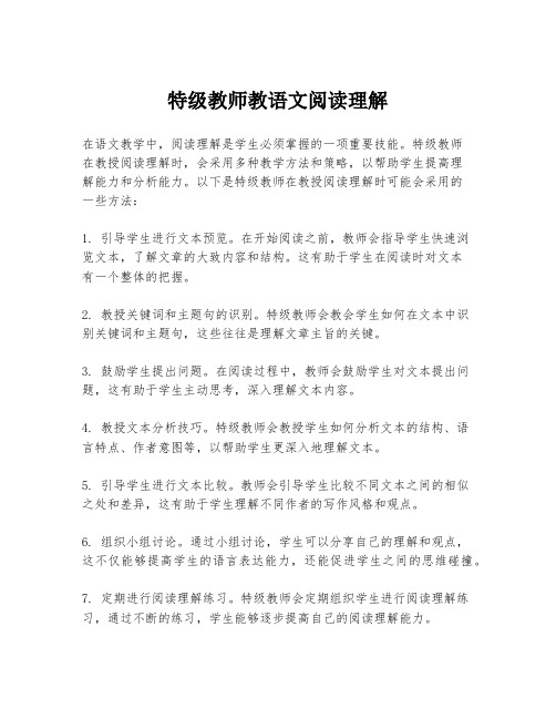 特级教师教语文阅读理解