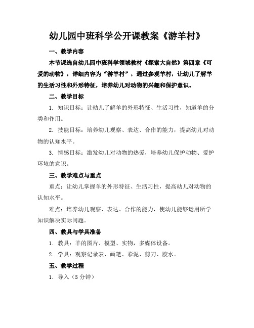 幼儿园中班科学公开课教案《游羊村》(1)