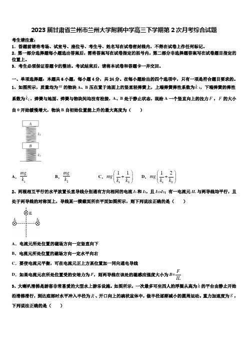 2023届甘肃省兰州市兰州大学附属中学高三下学期第2次月考综合试题