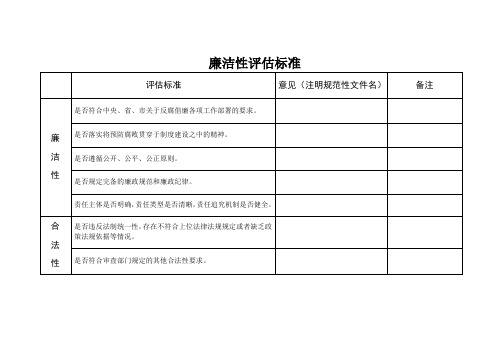 廉洁性评估标准