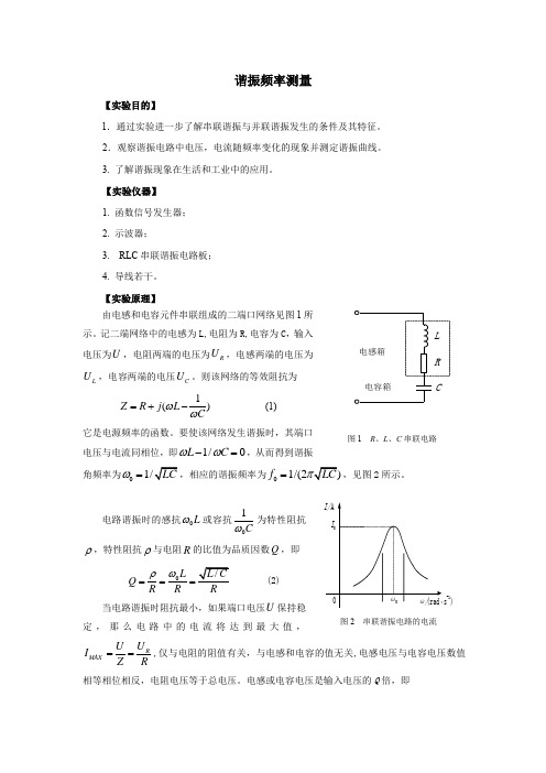 大学物理实验谐振频率测量实验报告