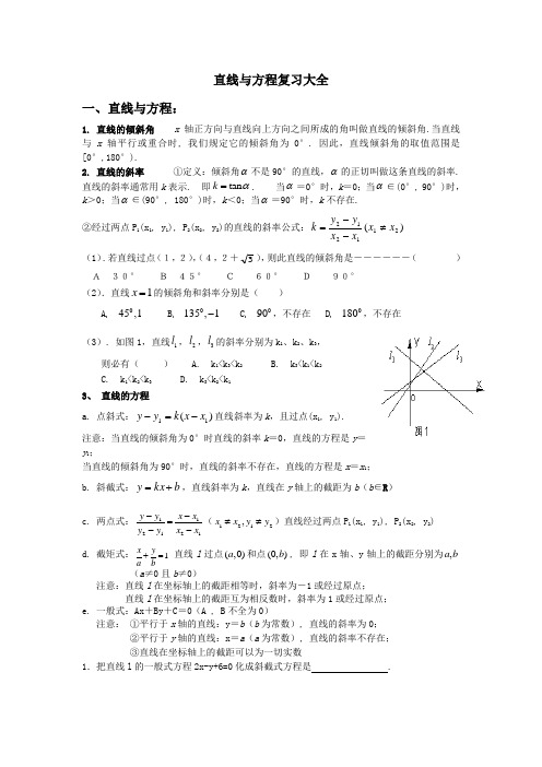 直线与方程复习大全