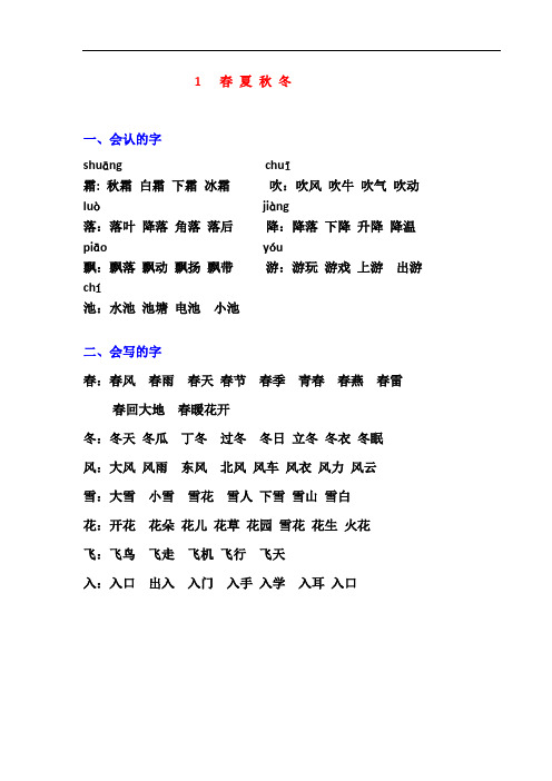 【一年级语文】部编版一年级下册语文每课字词句汇总大汇总,给孩子收藏寒假看!