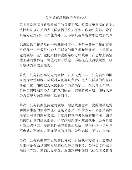 公务员在思想政治方面总结