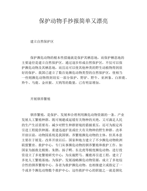 保护动物手抄报简单又漂亮