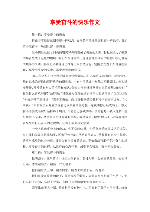 享受奋斗的快乐作文