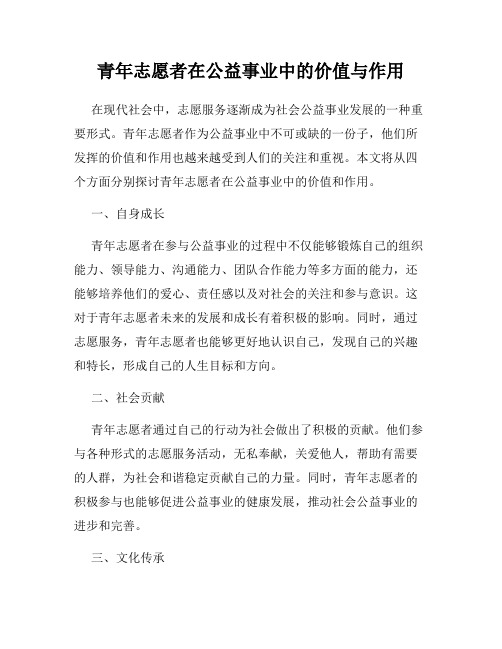 青年志愿者在公益事业中的价值与作用