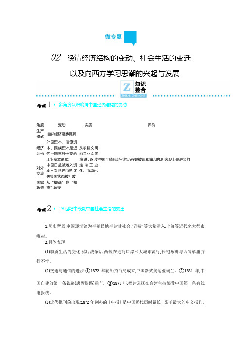 【最新推荐】2020年高考高三历史二轮专题复习文档：专题7工业文明的冲击 微专题2 Word版含答案