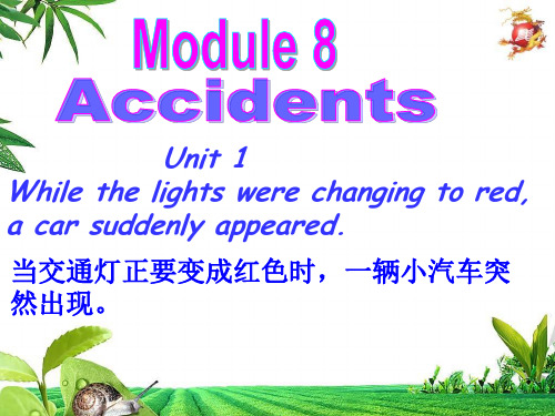 2014八上英语M8 Accidents Unit 1.While the lights were changing to red,a car suddenly appeared.