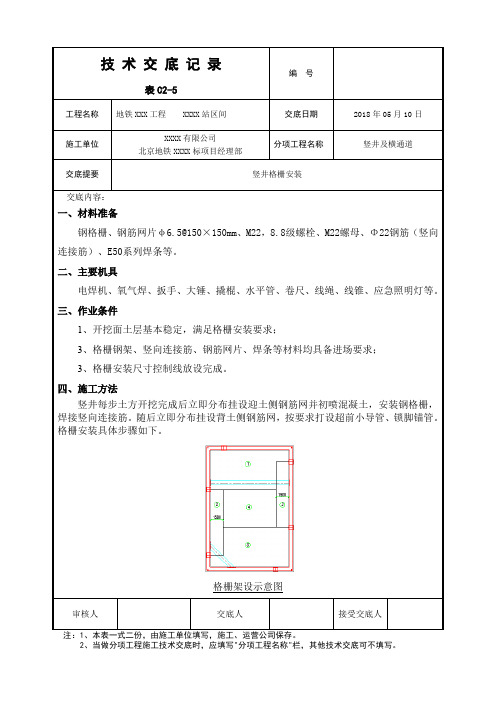 格栅安装技术交底