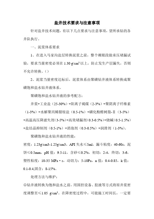 盐井要求与注意事项
