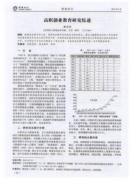 高职创业教育研究综述