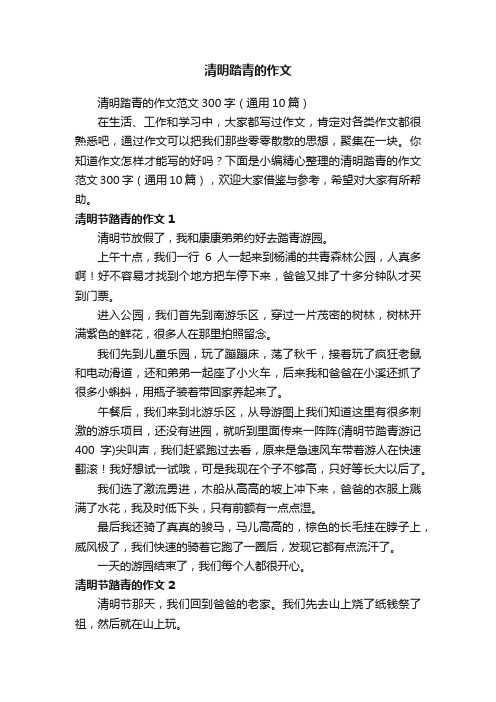 清明踏青的作文范文300字（通用10篇）