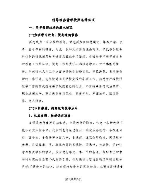 指导培养青年教师总结范文（2篇）