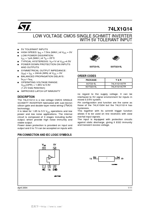 74LX1G14CTR, 规格书,Datasheet 资料