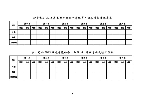 运动会总记录表2013年