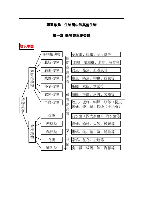 2018年最新(人)版八年级上册生物中考考点精华识记(思维导图版)