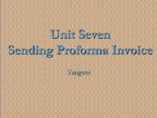ch07 Sending Proforma Invoice