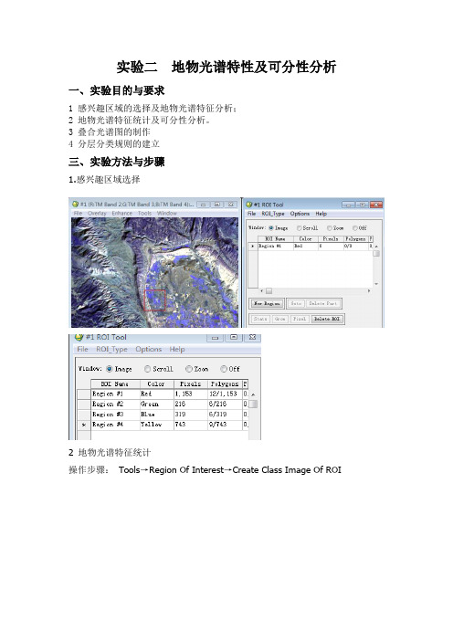 实验二  地物光谱特性及可分性分析