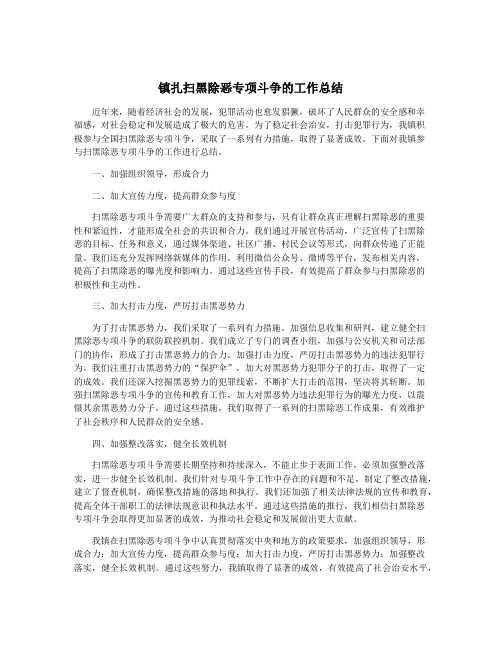 镇扎扫黑除恶专项斗争的工作总结