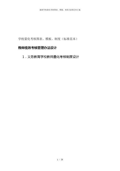 最新学校量化考核图表、模板、制度(标准范本汇编