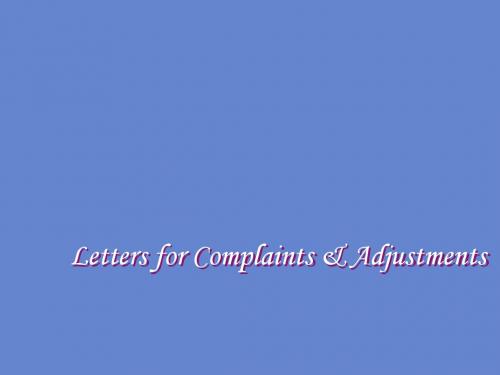 商务英语写作实训  Chapter 6-Letters for__Complaints