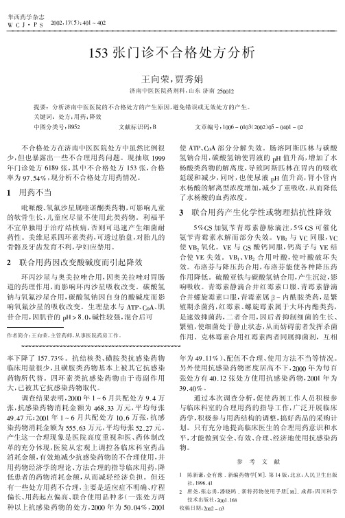 153张门诊不合格处方分析