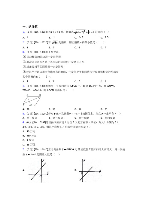 上海培佳双语学校初中数学八年级下期末经典题(培优专题)