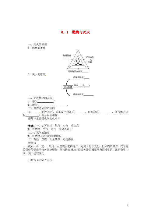 九年级化学上册 6.1 燃烧与灭火复习 (新版)鲁教版