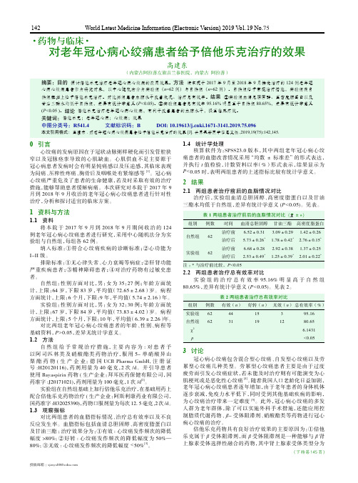 对老年冠心病心绞痛患者给予倍他乐克治疗的效果