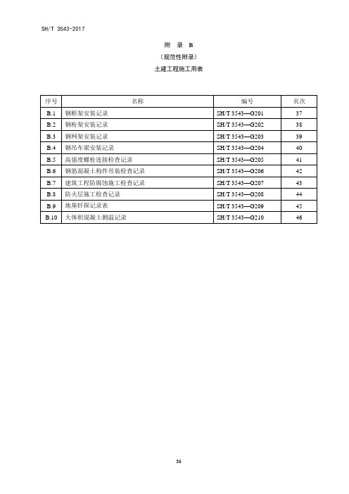 SH3543-2017附录 B  土建工程施工用表