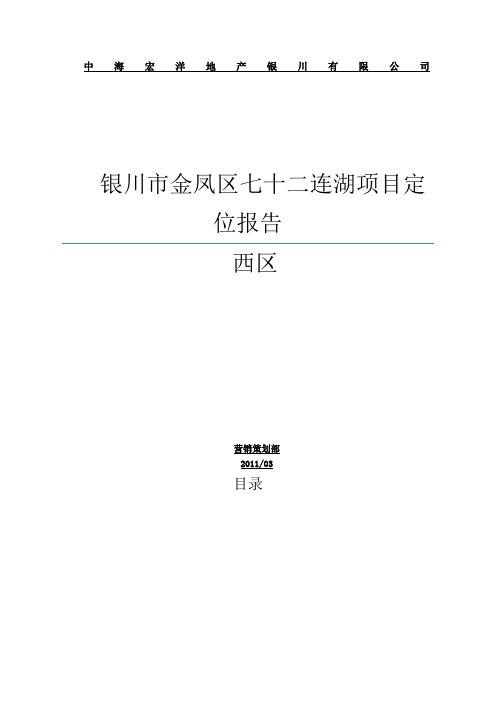 银川市金凤区七十二连湖地块项目定位报告