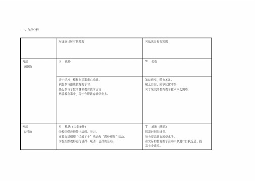 任美丽：个人自我诊断SWOT分析表