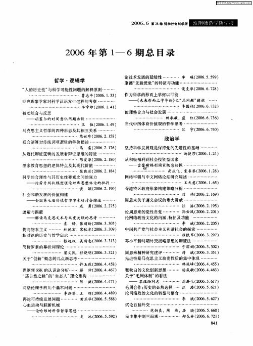 2006年第1—6期总目录