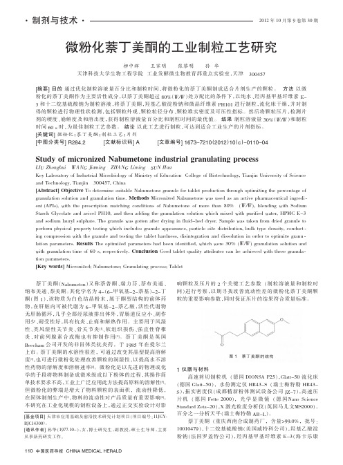 微粉化萘丁美酮的工业制粒工艺