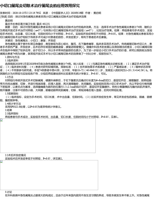 小切口阑尾炎切除术治疗阑尾炎的应用效用探究