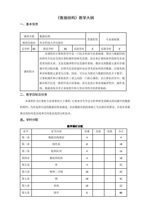 数据结构-教学大纲