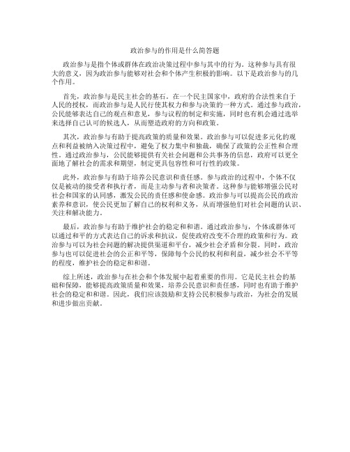 政治参与的作用是什么简答题