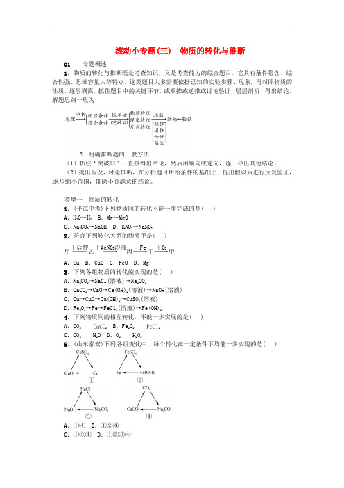 人教版九年级化学下册 盐化肥滚动小专题三物质的转化与推断同步练习教案
