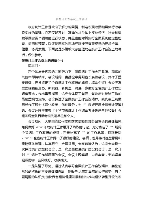 在统计工作会议上的讲话_发言稿_