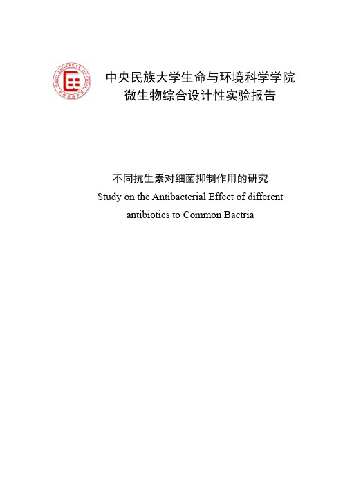 微生物综合设计性实验论文——不同抗生素对细菌抑制作用的研究