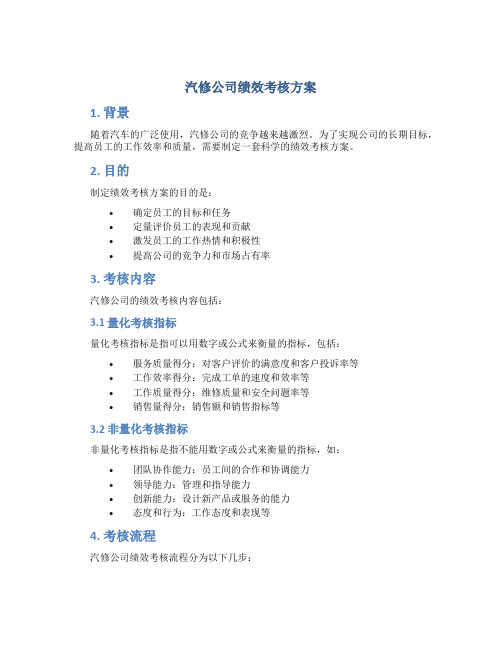 汽修公司绩效考核方案