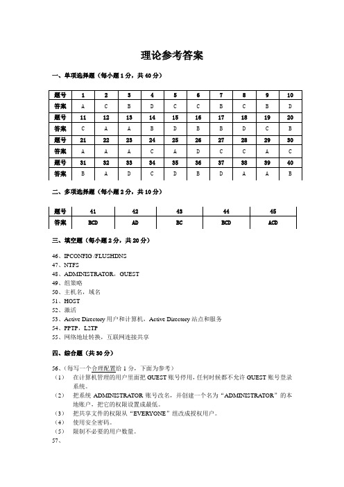 高级网络管理员理论答案