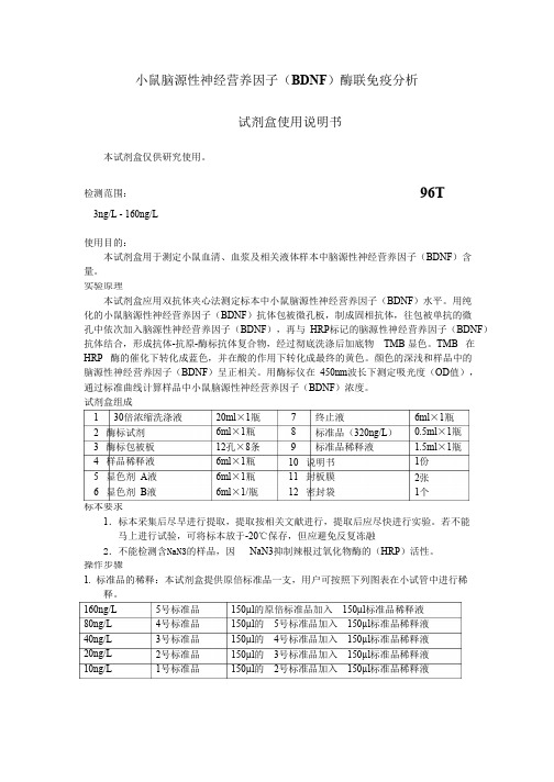 小鼠脑源性神经营养因子BDNF酶联免疫分析