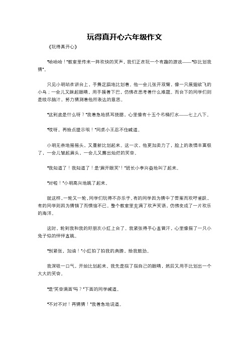 玩得真开心六年级作文