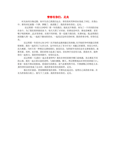 新疆生产建设兵团第三师第一中学高一语文优秀名著读后感 青有你们,足矣素材