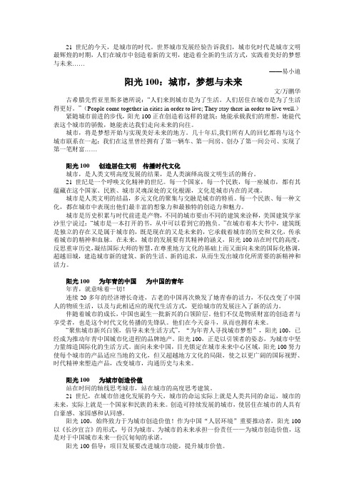 阳光100:城市,梦想与未来.doc